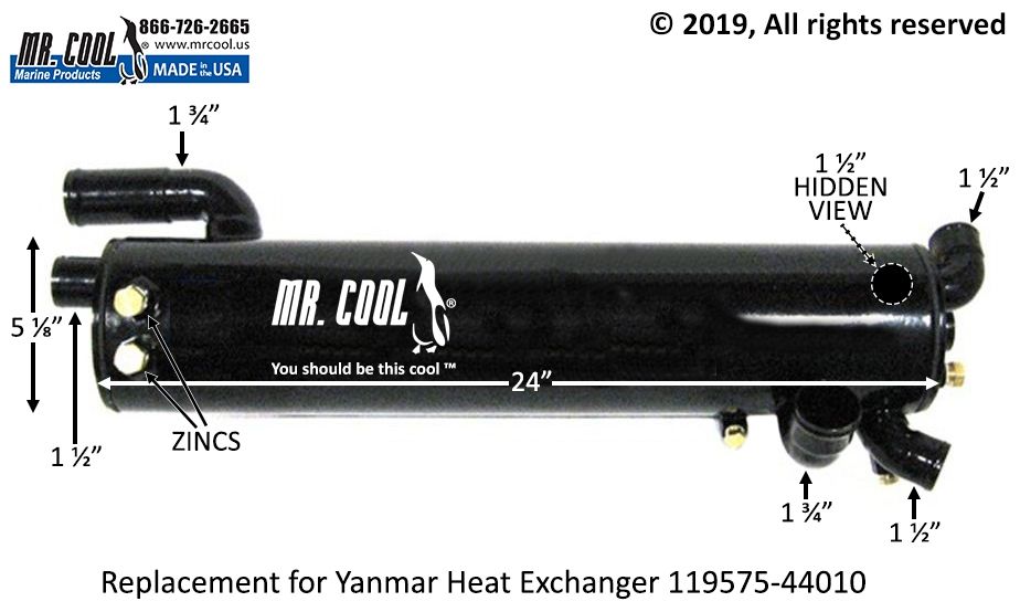 Yanmar 6LYA, 6LY2A HEAT EXCHANGER 11957544010 Replacement Marine