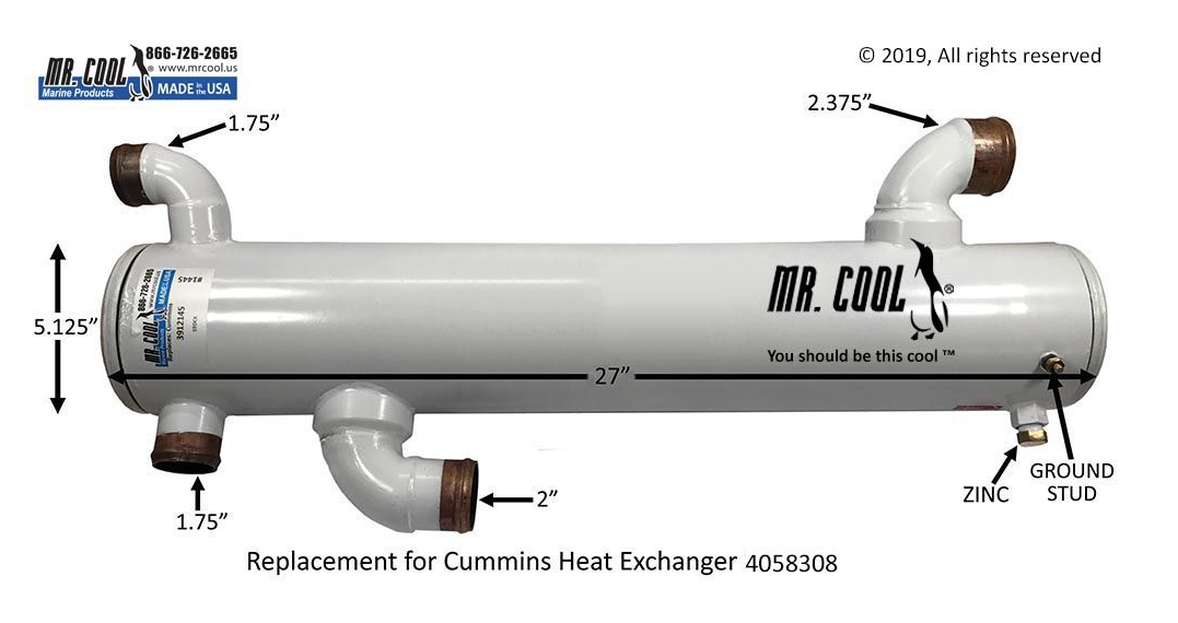 Cummins 6CTA Heat Exchanger 4058308 / 3912145CN -  5x27 Replacement Part