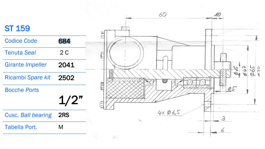 Volvo MBN 40/ MDN 19 Seawater Pump (Johnson F5B-9, 10-42864-1) Replacement AN 684