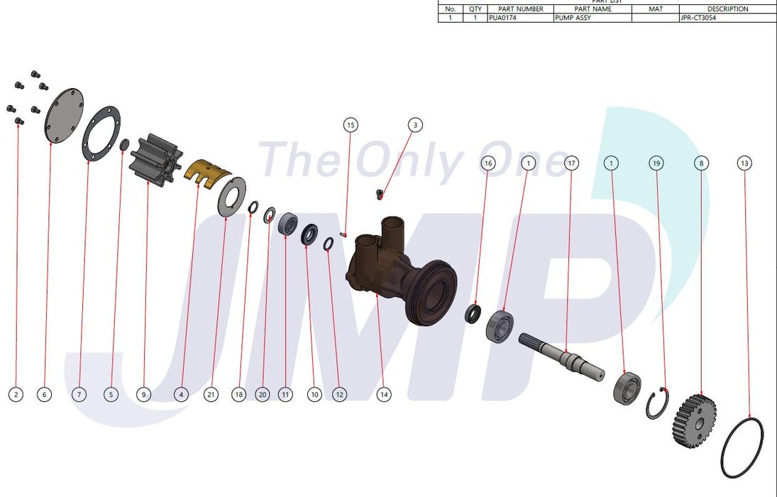 CATERPILLAR 3054, 3056 Perkins M92B Seawater Pump Replacement JMP JPR-CT3054