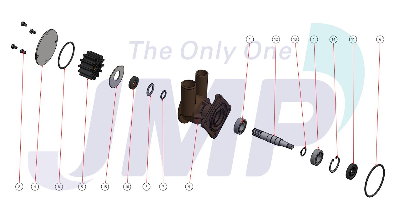 JMP-JSK0093 MAJOR KIT FOR JMP PUMP JPR-VP0020DB-3583089 Fits Volvo Penta Engines: D2-55 A-F, D2-75 A,B,C,F)