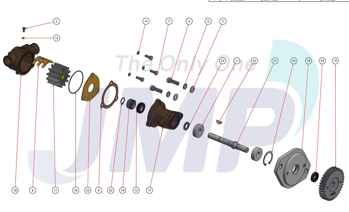 Seawater Pump JPR C1025 for Cummins 4BT/A 3.9M, 6BT/A 5.9M, Sh. M7,M71 M71-01 Replacement