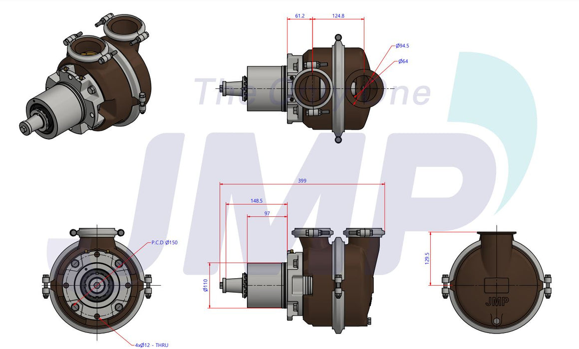 Cummins KT19, KTA19M Seawater Pump 3049158, 3074540 Replacement JMP C1900