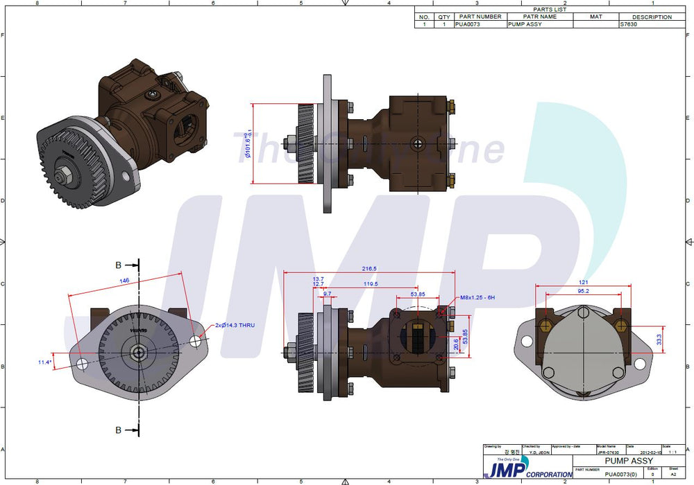 Cummins 6BTA 5.9 M2, 6CT8.3M, 6CTA8.3M P1730X Seawater Pump Replacement JMP JPR-S7630