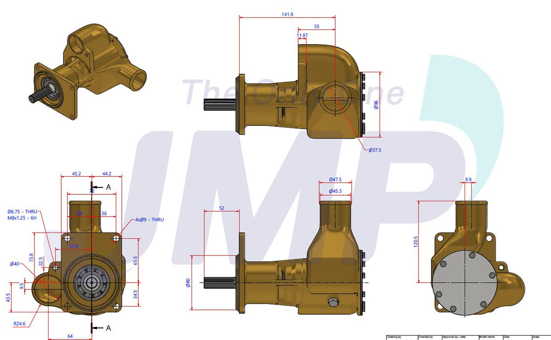 Yanmar 6LY2 (A)-ST(P),UTP Seawater Pump 119574-42502 Replacement JPR-YM06LY2