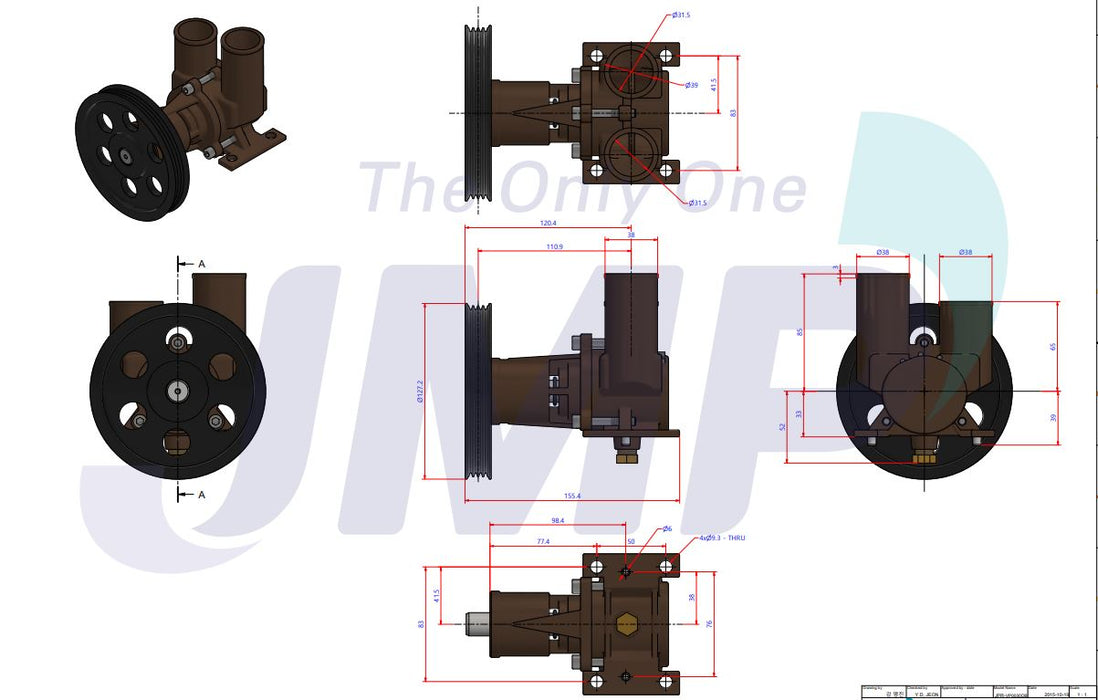 Volvo Penta D3 (D+) Seawater Pump 21379102 Replacement JPR-VP0030DB