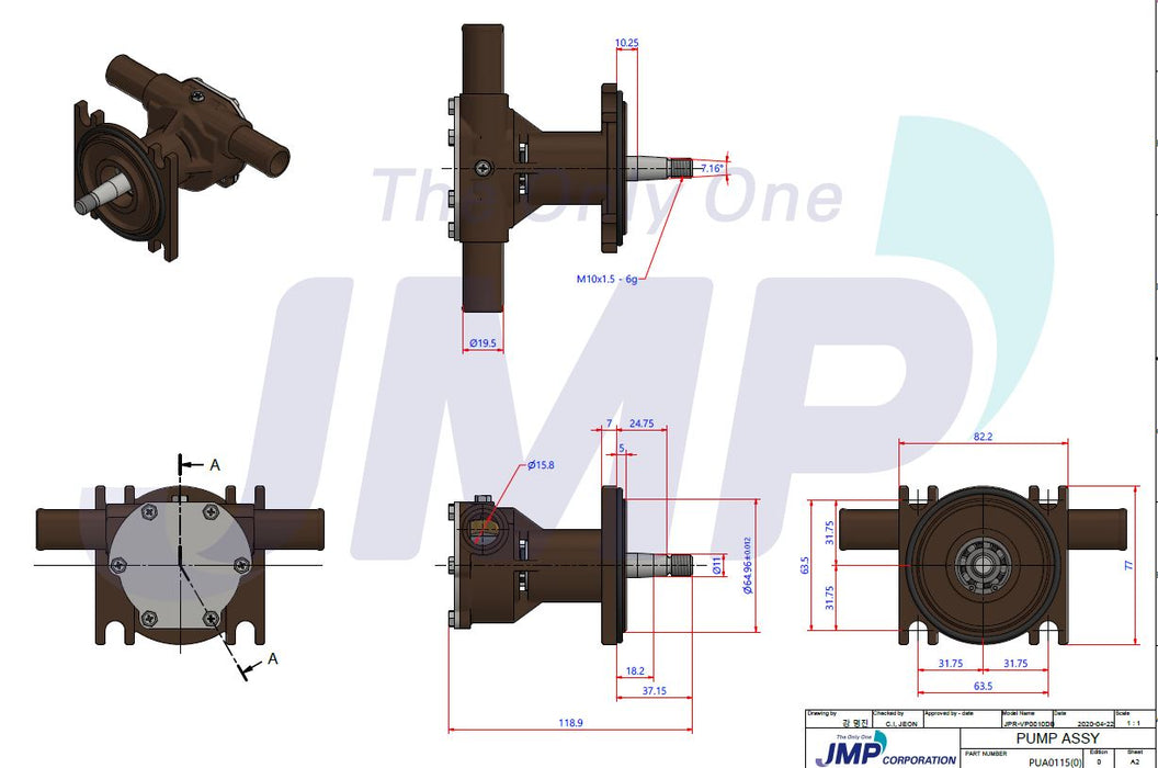 Volvo Penta D1/D2 Series Seawater Pump 3593655 Replacement VP0010DB