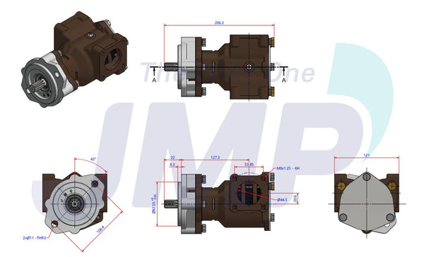 John Deere 6081 Seawater Pump RE45459, RE45458, Sherwood P1719X, P1719 ...