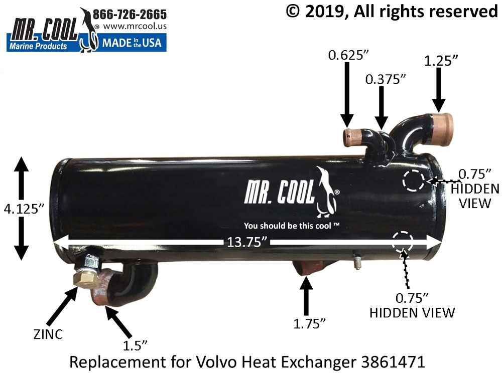 Volvo Penta Small Block Heat Exchanger 3861471 Replacement