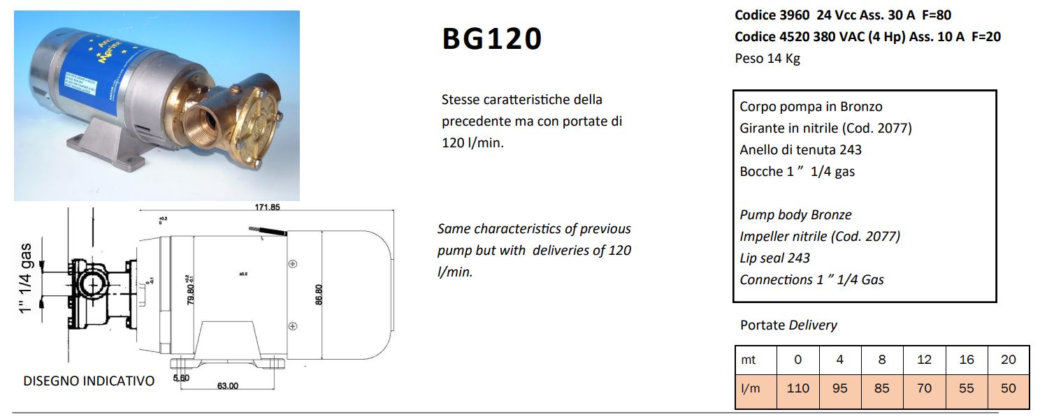 24V Washdown Pump 120 Litre/min (AN 3960)