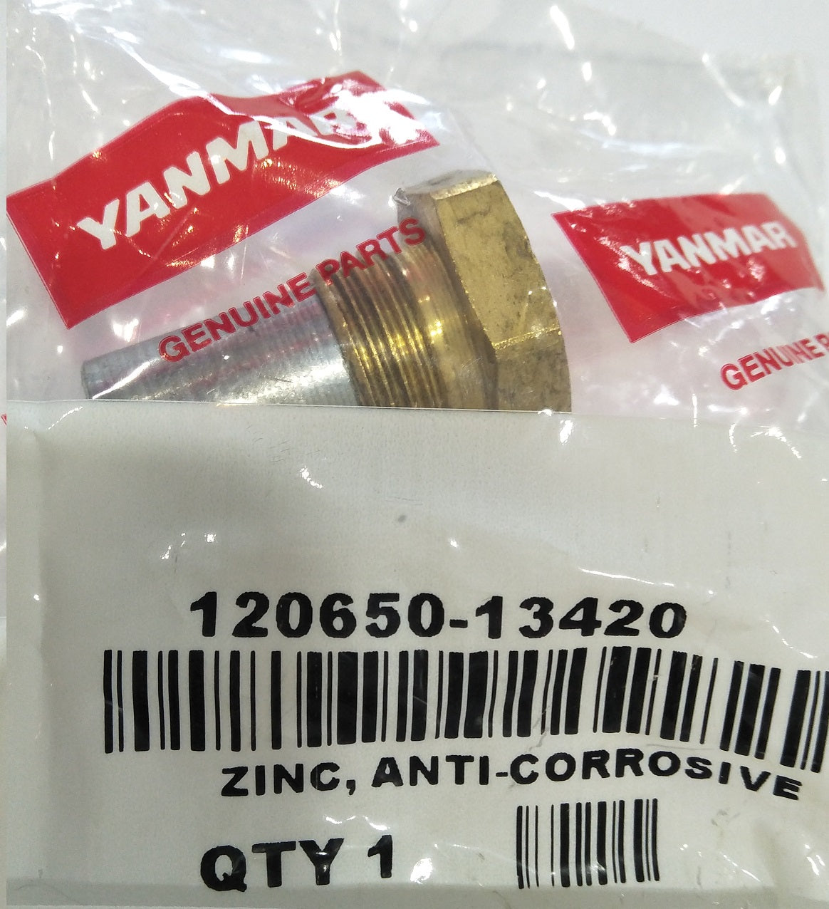 Yanmar 4BY / 6BY Zinc Anode 120650-13420 (120650-18490 / 120650-18540)